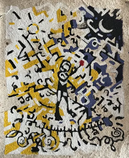 Where Time Loses Its Name, 2025, acrylic on handmade paper